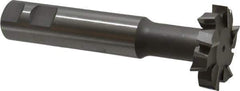 Made in USA - 2" Cut Diam, 1/2" Cut Width, 51/64" Neck Diam, 1" Shank Diam, 5-11/16" OAL, M2 High Speed Steel T-Slot Cutter - Uncoated, Staggered Teeth, 10 Teeth, Weldon Flat - Exact Tool & Supply