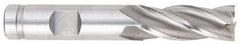 OSG - 25/32", 1-7/8" LOC, 5/8" Shank Diam, 4" OAL, 6 Flute, Vanadium High Speed Steel Square End Mill - Single End, Uncoated, Spiral Flute, 30° Helix, Centercutting, Right Hand Cut, Right Hand Flute, Series 574 - Exact Tool & Supply