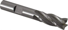 OSG - 7/16", 1" LOC, 3/8" Shank Diam, 2-11/16" OAL, 4 Flute, Vanadium High Speed Steel Square End Mill - Single End, Uncoated, Spiral Flute, 30° Helix, Centercutting, Right Hand Cut, Right Hand Flute, Series 574 - Exact Tool & Supply