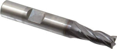 OSG - 9/32", 11/16" LOC, 3/8" Shank Diam, 2-1/2" OAL, 4 Flute, Vanadium High Speed Steel Square End Mill - Single End, TiCN Finish, Spiral Flute, 30° Helix, Centercutting, Right Hand Cut, Right Hand Flute, Series 574 - Exact Tool & Supply