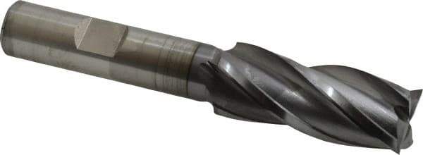 OSG - 21/32", 1-5/8" LOC, 1/2" Shank Diam, 3-5/8" OAL, 4 Flute, Vanadium High Speed Steel Square End Mill - Single End, TiCN Finish, Spiral Flute, 30° Helix, Centercutting, Right Hand Cut, Right Hand Flute, Series 574 - Exact Tool & Supply