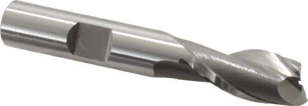 OSG - 13/32", 13/16" LOC, 3/8" Shank Diam, 2-1/2" OAL, 2 Flute, Vanadium High Speed Steel Square End Mill - Single End, Uncoated, Spiral Flute, 30° Helix, Centercutting, Right Hand Cut, Right Hand Flute, Series 573 - Exact Tool & Supply