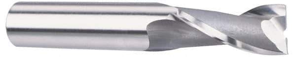 OSG - 19/32", 1-1/8" LOC, 1/2" Shank Diam, 3-1/8" OAL, 2 Flute, Vanadium High Speed Steel Square End Mill - Single End, TiCN Finish, Spiral Flute, 30° Helix, Centercutting, Right Hand Cut, Right Hand Flute, Series 573 - Exact Tool & Supply