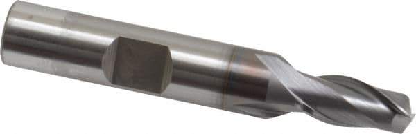 OSG - 9/32", 9/16" LOC, 3/8" Shank Diam, 2-5/16" OAL, 2 Flute, Vanadium High Speed Steel Square End Mill - Single End, TiCN Finish, Spiral Flute, 30° Helix, Centercutting, Right Hand Cut, Right Hand Flute, Series 573 - Exact Tool & Supply