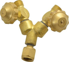 Value Collection - Oxygen, Two Hose to One Regulator - 9/16-18 RHF Inch Thread Inlet, 9/16-18 RHF Inch Thread Outlet - Exact Tool & Supply