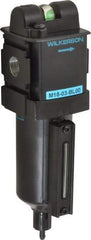 Wilkerson - 3/8" Port Coalescing Filter - Cast Aluminum Bowl, Manual Drain, 150 Max psi, 0.05 Micron Rating, 8.2" Long x 2.36" Wide - Exact Tool & Supply