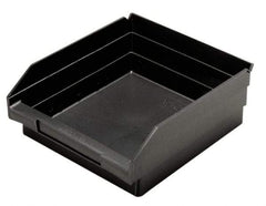 Quantum Storage - 11-5/8" Deep, Black Polypropylene Hopper Shelf Bin - 4" High x 11-1/8" Wide x 11-5/8" Long - Exact Tool & Supply