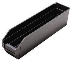 Quantum Storage - 17-7/8" Deep, Black Polypropylene Hopper Shelf Bin - 4" High x 4-1/8" Wide x 17-7/8" Long - Exact Tool & Supply