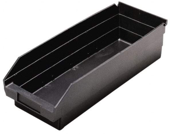 Quantum Storage - 17-7/8" Deep, Black Polypropylene Hopper Shelf Bin - 4" High x 6-5/8" Wide x 17-7/8" Long - Exact Tool & Supply