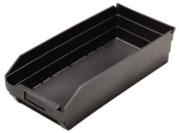 Quantum Storage - 17-7/8" Deep, Black Polypropylene Hopper Shelf Bin - 4" High x 8-3/8" Wide x 17-7/8" Long - Exact Tool & Supply