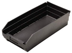 Quantum Storage - 17-7/8" Deep, Black Polypropylene Hopper Shelf Bin - 4" High x 8-3/8" Wide x 17-7/8" Long - Exact Tool & Supply