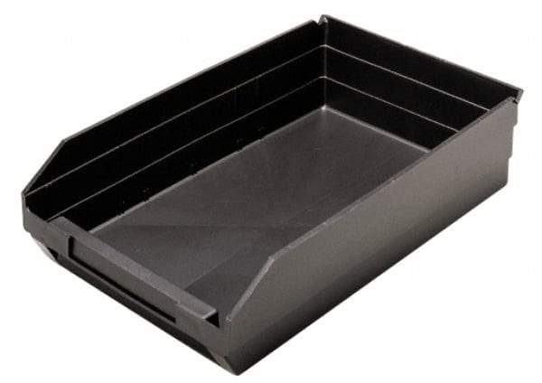Quantum Storage - 17-7/8" Deep, Black Polypropylene Hopper Shelf Bin - 4" High x 11-1/8" Wide x 17-7/8" Long - Exact Tool & Supply