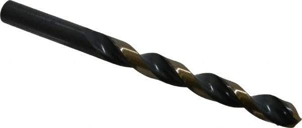 Triumph Twist Drill - 25/64" 135° High Speed Steel Jobber Drill - Oxide/Gold Finish, Right Hand Cut, Spiral Flute, Straight Shank, 5-1/8" OAL, Split Point - Exact Tool & Supply