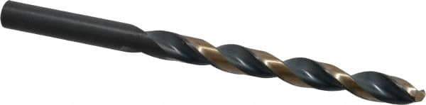 Triumph Twist Drill - 0.302" 135° High Speed Steel Jobber Drill - Oxide/Gold Finish, Right Hand Cut, Spiral Flute, Straight Shank, 4-3/8" OAL, Split Point - Exact Tool & Supply