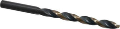 Triumph Twist Drill - 0.302" 135° High Speed Steel Jobber Drill - Oxide/Gold Finish, Right Hand Cut, Spiral Flute, Straight Shank, 4-3/8" OAL, Split Point - Exact Tool & Supply