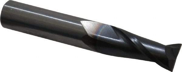 OSG - 7/16", 1" LOC, 7/16" Shank Diam, 2-3/4" OAL, 2 Flute, Solid Carbide Square End Mill - Single End, TiAlN Finish, Spiral Flute, 30° Helix, Centercutting, Right Hand Cut, Right Hand Flute, Series 402 - Exact Tool & Supply