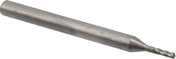 OSG - 3/64", 9/64" LOC, 1/8" Shank Diam, 1-1/2" OAL, 4 Flute, Solid Carbide Square End Mill - Single End, Uncoated, Spiral Flute, 30° Helix, Centercutting, Right Hand Cut, Right Hand Flute, Series 404 - Exact Tool & Supply