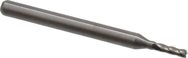 OSG - 1/16", 3/16" LOC, 1/8" Shank Diam, 1-1/2" OAL, 4 Flute, Solid Carbide Square End Mill - Single End, Uncoated, Spiral Flute, 30° Helix, Centercutting, Right Hand Cut, Right Hand Flute, Series 404 - Exact Tool & Supply