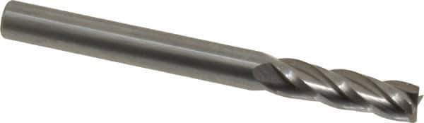 OSG - 3/16", 5/8" LOC, 3/16" Shank Diam, 2" OAL, 4 Flute, Solid Carbide Square End Mill - Single End, Uncoated, Spiral Flute, 30° Helix, Centercutting, Right Hand Cut, Right Hand Flute, Series 404 - Exact Tool & Supply