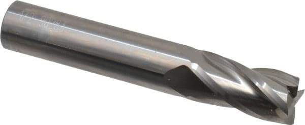 OSG - 1/2", 1" LOC, 1/2" Shank Diam, 3" OAL, 4 Flute, Solid Carbide Square End Mill - Single End, Uncoated, Spiral Flute, 30° Helix, Centercutting, Right Hand Cut, Right Hand Flute, Series 404 - Exact Tool & Supply