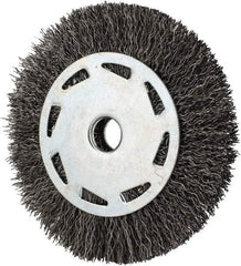 Value Collection - 4" OD, 1/2" Arbor Hole, Crimped Steel Wheel Brush - 7/16" Face Width, 23/32" Trim Length, 0.012" Filament Diam, 5,000 RPM - Exact Tool & Supply