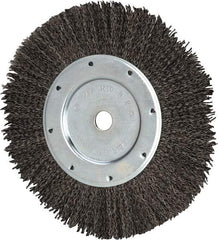 Value Collection - 8" OD, 1/2" Arbor Hole, Crimped Steel Wheel Brush - 9/16" Face Width, 1-9/16" Trim Length, 0.012" Filament Diam, 4,500 RPM - Exact Tool & Supply