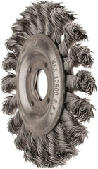 Value Collection - 4-1/2" OD, 7/8" Arbor Hole, Knotted Steel Wheel Brush - 1/2" Face Width, 7/8" Trim Length, 0.012" Filament Diam, 12,500 RPM - Exact Tool & Supply