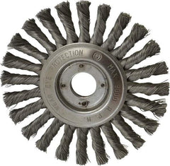Value Collection - 6" OD, 7/8" Arbor Hole, Knotted Steel Wheel Brush - 1/2" Face Width, 1-1/2" Trim Length, 0.008" Filament Diam, 9,000 RPM - Exact Tool & Supply