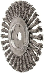Value Collection - 7" OD, 7/8" Arbor Hole, Knotted Steel Wheel Brush - 1/2" Face Width, 1-11/16" Trim Length, 0.015" Filament Diam, 9,000 RPM - Exact Tool & Supply