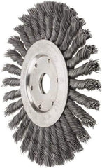 Value Collection - 7" OD, 7/8" Arbor Hole, Knotted Steel Wheel Brush - 1/2" Face Width, 1-11/16" Trim Length, 0.012" Filament Diam, 9,000 RPM - Exact Tool & Supply