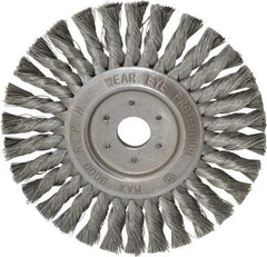 Value Collection - 7" OD, 7/8" Arbor Hole, Knotted Steel Wheel Brush - 1/2" Face Width, 1-11/16" Trim Length, 0.008" Filament Diam, 9,000 RPM - Exact Tool & Supply