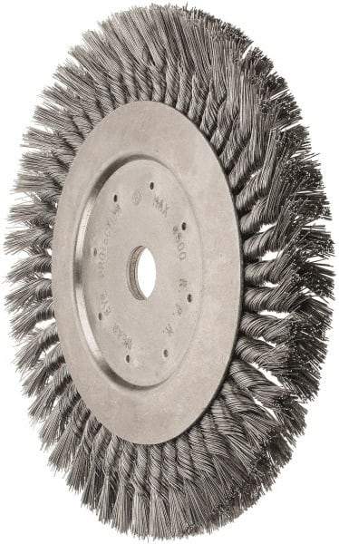 Value Collection - 10" OD, 1" Arbor Hole, Knotted Steel Wheel Brush - 5/8" Face Width, 1-11/16" Trim Length, 0.012" Filament Diam, 4,500 RPM - Exact Tool & Supply