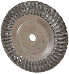 Value Collection - 10" OD, 1" Arbor Hole, Knotted Steel Wheel Brush - 5/8" Face Width, 1-11/16" Trim Length, 0.008" Filament Diam, 4,500 RPM - Exact Tool & Supply