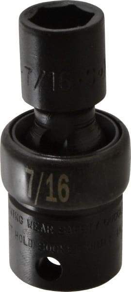 SK - 3/8" Drive 7/16" Standard Universal Impact Socket - 6 Points, 2-1/8" OAL - Exact Tool & Supply