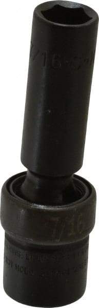 SK - 3/8" Drive 7/16" Deep Universal Impact Socket - 6 Points, 3-1/8" OAL - Exact Tool & Supply