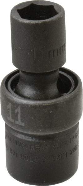SK - 3/8" Drive 11mm Standard Universal Impact Socket - 6 Points, 2-1/8" OAL - Exact Tool & Supply