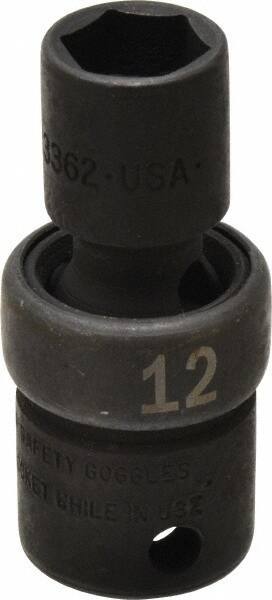 SK - 3/8" Drive 12mm Standard Universal Impact Socket - 6 Points, 2-1/8" OAL - Exact Tool & Supply