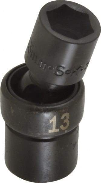 SK - 3/8" Drive 13mm Standard Universal Impact Socket - 6 Points, 2-9/64" OAL - Exact Tool & Supply