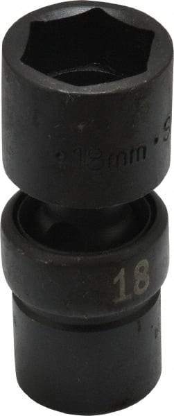 SK - 3/8" Drive 18mm Standard Universal Impact Socket - 6 Points, 2-23/64" OAL - Exact Tool & Supply