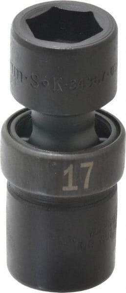SK - 1/2" Drive 17mm Standard Universal Impact Socket - 6 Points, 2-51/64" OAL - Exact Tool & Supply