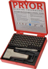 Pryor - 112 Piece, 1/16 Inch Character, Hardened Steel Type Set - 18 Character Capacity - Exact Tool & Supply