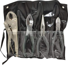 Value Collection - 4 Piece Plier Set - Comes in Plastic Pouch - Exact Tool & Supply