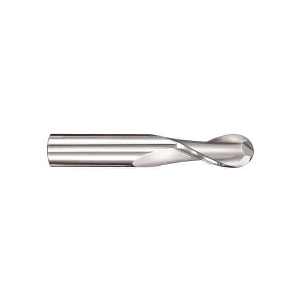 SGS - 12mm Diam, 25mm LOC, 2 Flute Solid Carbide Ball End Mill - AlTiN Finish, Single End, 75mm OAL, 12mm Shank Diam, Spiral Flute - Exact Tool & Supply