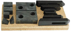 TE-CO - 13 Piece Fixturing Step Block & Clamp Set with 1-1/2" Step Block, 5/8 Stud Thread - Includes 6 Serrated End Clamps, 6 Step Blocks, Holder - Exact Tool & Supply