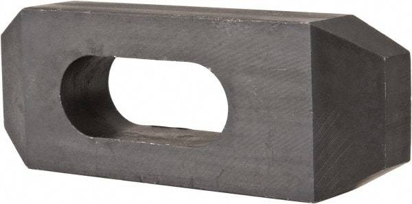 Value Collection - 5/8" Stud, Heat Treated Steel, Plain Strap Clamp - 1.772" Travel, 4" OAL x 1-1/2" Wide x 3/4" High, Black Oxide, Tapered Nose - Exact Tool & Supply