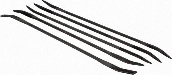 Value Collection - 5 Piece Swiss Pattern File Set - 7" Long, Bastard Coarseness, Die Sinker's Handle, Set Includes Flat, Half Round, Round, Square, Three Square - Exact Tool & Supply