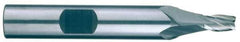 RobbJack - 7/16", 1" LOC, 1/2" Shank Diam, 3" OAL, 2 Flute, Solid Carbide Square End Mill - Single End, Uncoated, Spiral Flute, 30° Helix, Centercutting, Right Hand Cut, Right Hand Flute, Series T12-203 - Exact Tool & Supply