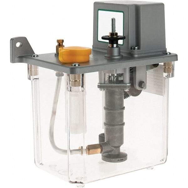 Trico - 2 L Reservoir Capacity, 6 cm Output per Cycle, 6 cm Output per Hour, 3 - 6 cm Output per Stroke, Electric Central Lubrication System - 0-60 Min Interval Between Cycles, 165mm Wide x 255mm High, 110 Volts, Oil, 5/16-24 Outlet Thread - Exact Tool & Supply