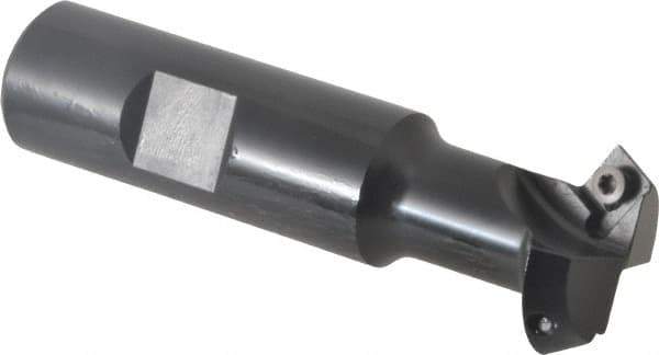 Kennametal - 30° Lead Angle, 1.077" Max Cut Diam, 3/4" Min Cut Diam, 6.6mm Max Depth of Cut, Indexable Chamfer and Angle End Mill - 2 Inserts, SDEB 26152 Insert Style, 3-1/4" Overall Length, Straight Shank - Exact Tool & Supply