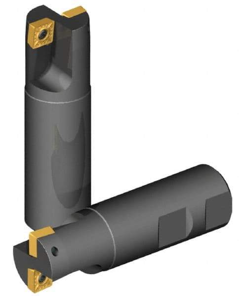 Kennametal - 1-1/4" Cut Diam, 6.57mm Max Depth of Cut, 1-1/4" Shank Diam, 102.36mm OAL, Indexable Square Shoulder End Mill - SPCT 3125.. Inserts, Weldon Shank, 0° Lead Angle - Exact Tool & Supply